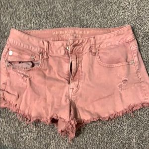 light pink jean shorts